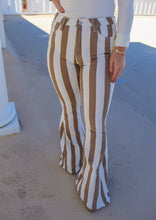 Load image into Gallery viewer, Abbie Stripped Denim Flares- Brown

