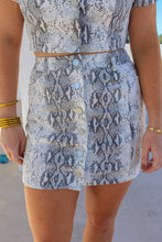 Load image into Gallery viewer, Cam Snakeprint Button Mini Skirt

