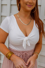 Load image into Gallery viewer, Brianna Tie Front Bodysuit- White
